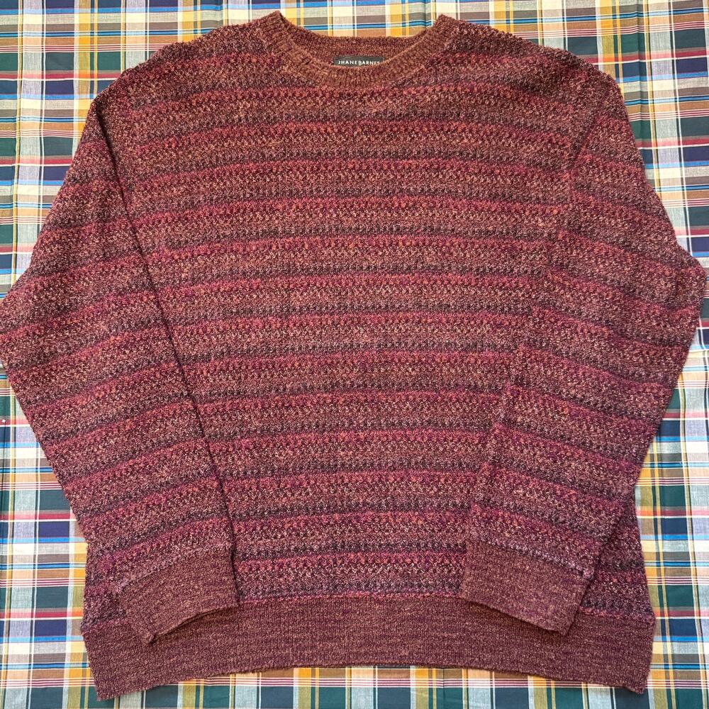 VTG Jhane Barnes sweater wool/ mohair red striped size XL Grandpacore